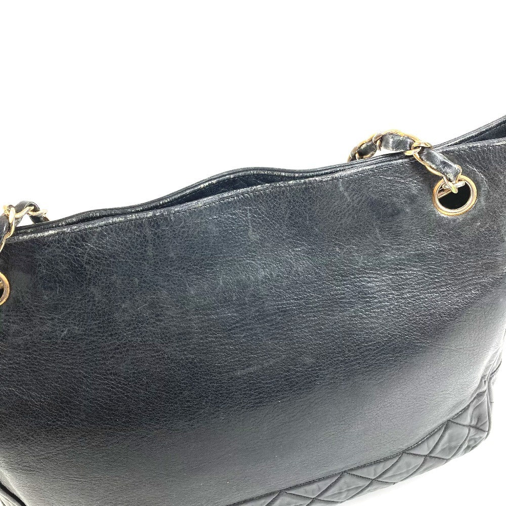 CHANEL Vintage Quilted Matelasse Double Chain Bag Shoulder Tote Bag Chain Bag Shoulder Bag Leather Ladies Black