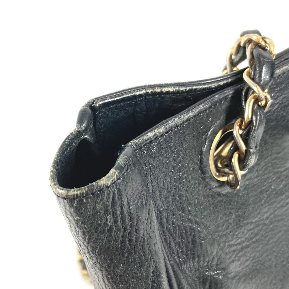 CHANEL Vintage Quilted Matelasse Double Chain Bag Shoulder Tote Bag Chain Bag Shoulder Bag Leather Ladies Black