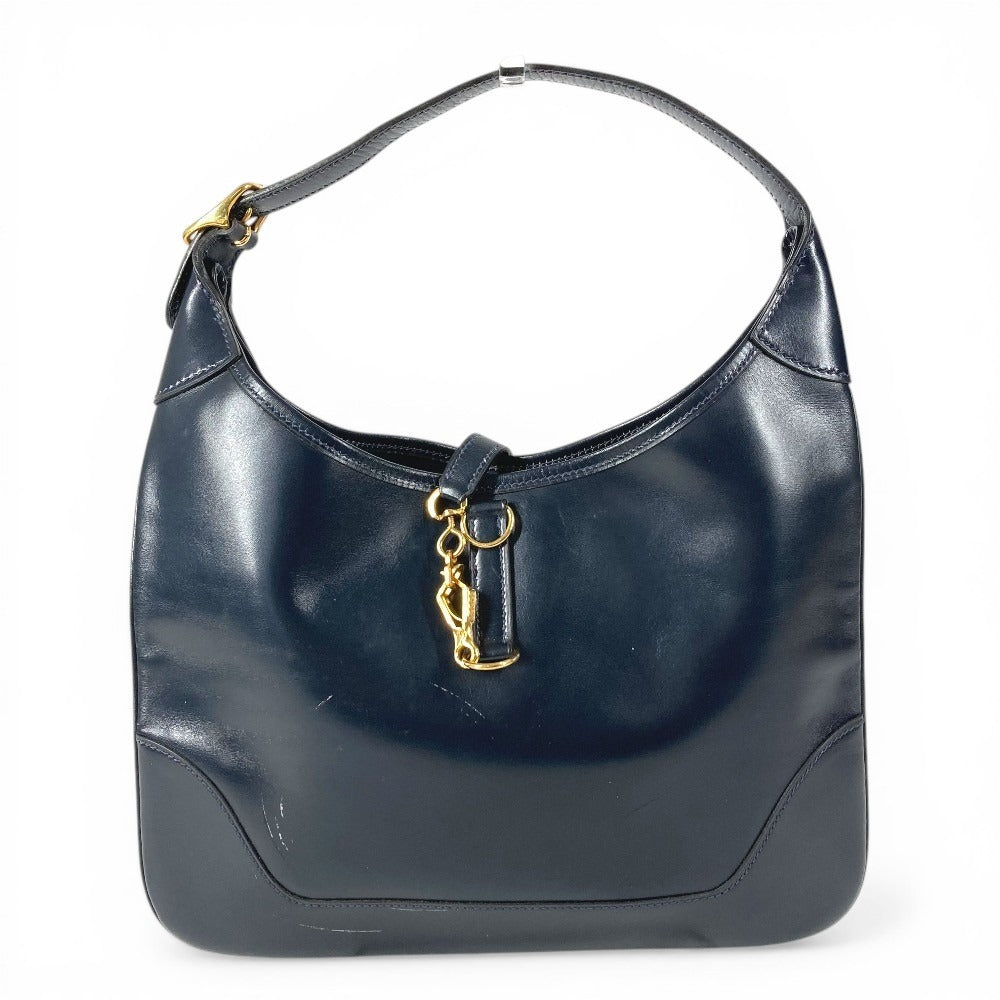 HERMES Vintage Trim 31 Bag Shoulder Bag Tote Bag Leather Unisex Navy