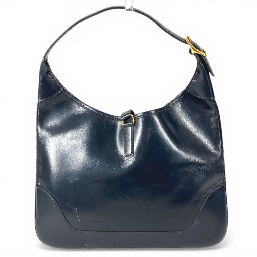 HERMES Vintage Trim 31 Bag Shoulder Bag Tote Bag Leather Unisex Navy