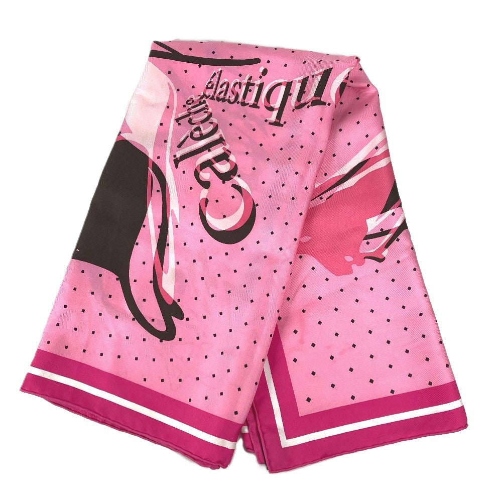 HERMES CALECHE ELASTIQUE Carre 90 Scarf Silk Unisex Pink