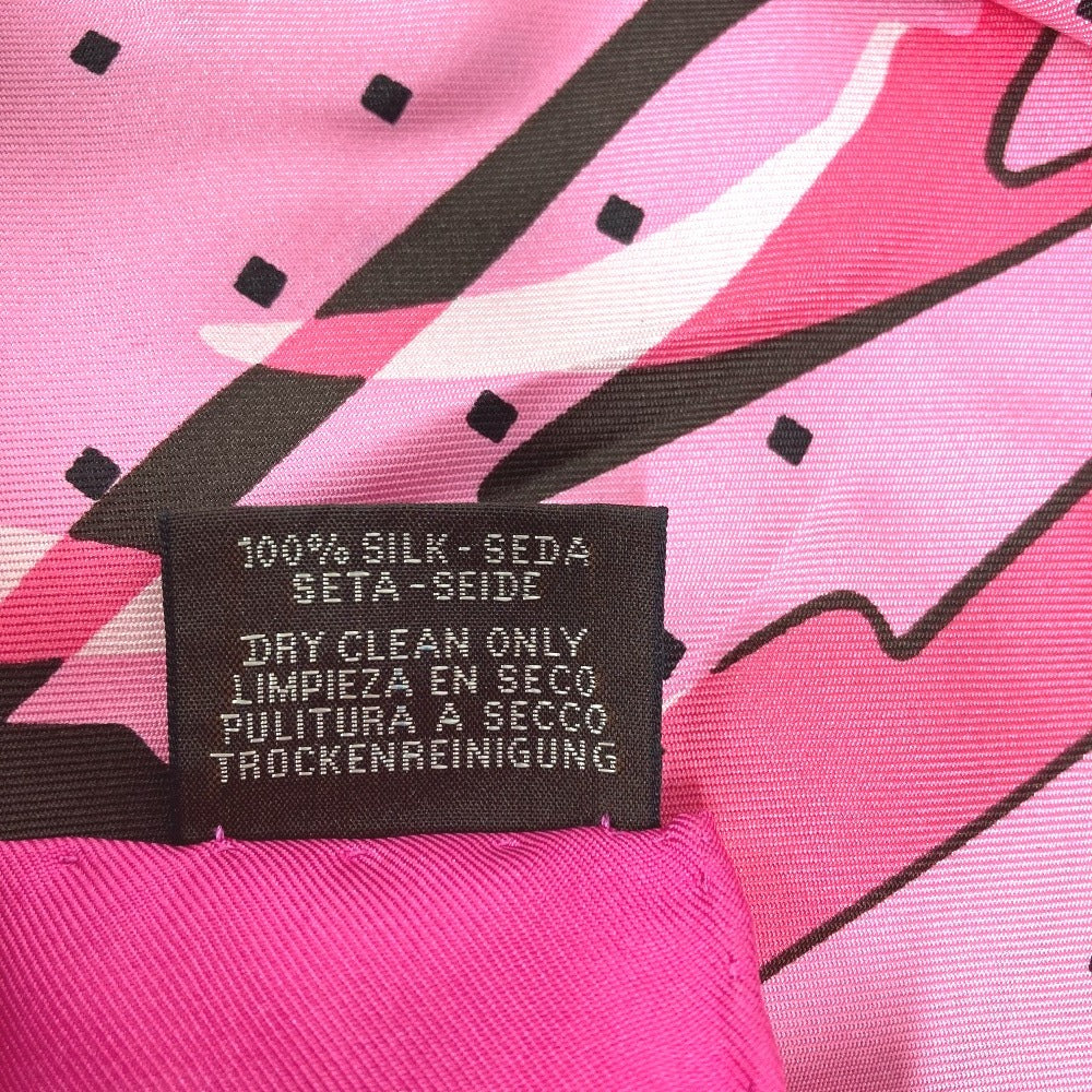 HERMES CALECHE ELASTIQUE Carre 90 Scarf Silk Unisex Pink