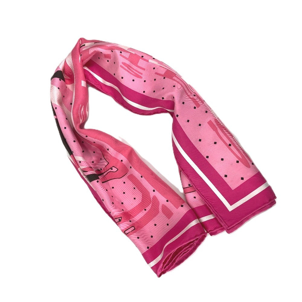 HERMES CALECHE ELASTIQUE Carre 90 Scarf Silk Unisex Pink