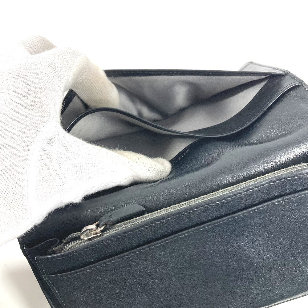 CHANEL Camellia Logo Long Wallet Bi-fold Patent Leather Unisex Black
