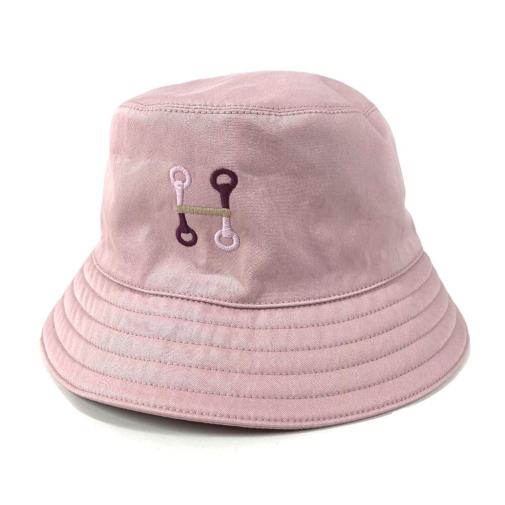 HERMES H251009N H Logo Embroidered Hat Fred H Logo Hat Cap Bucket Hat Bob Hat Hat Cotton Unisex Guimauve Pink