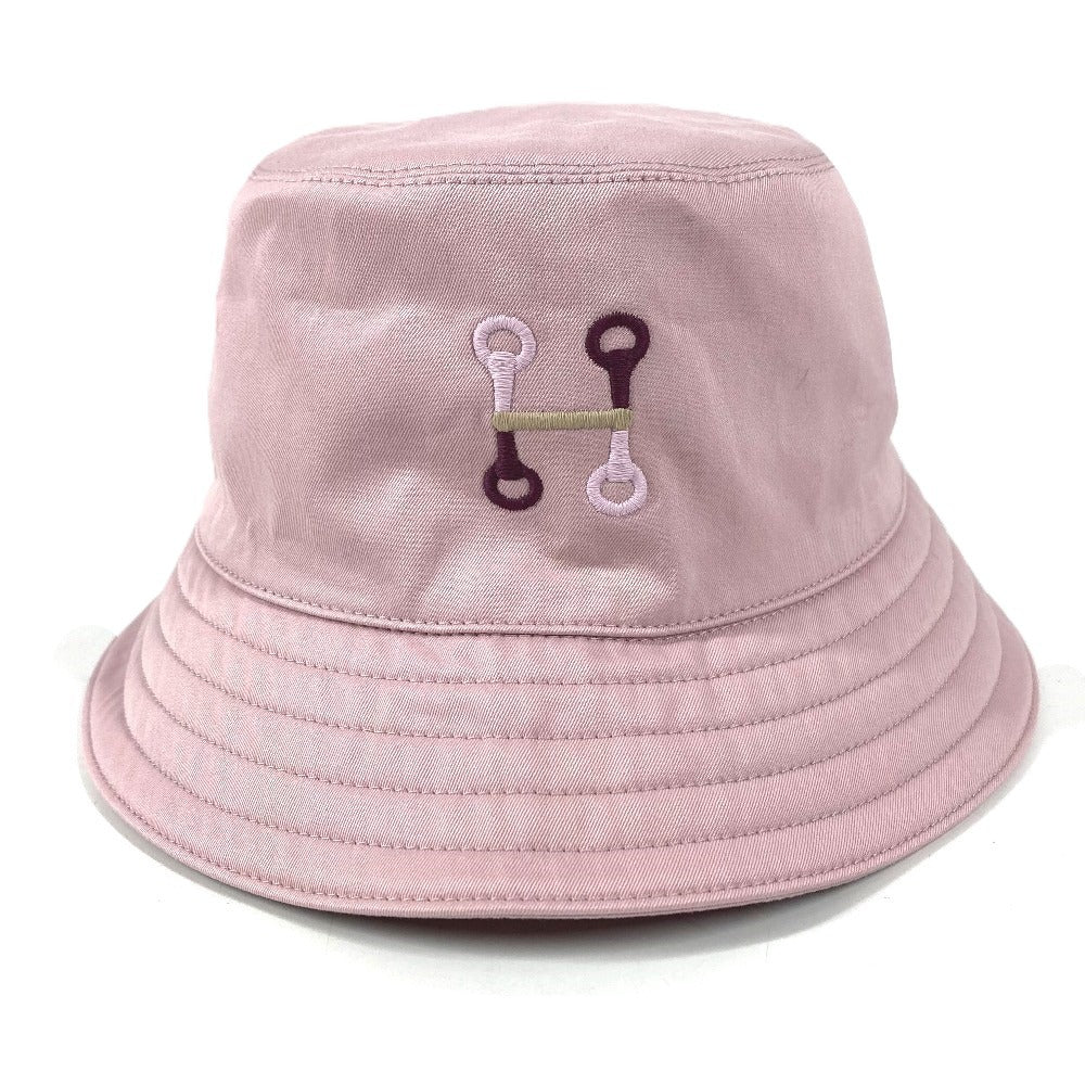HERMES H251009N H Logo Embroidered Hat Fred H Logo Hat Cap Bucket Hat Bob Hat Hat Cotton Unisex Guimauve Pink