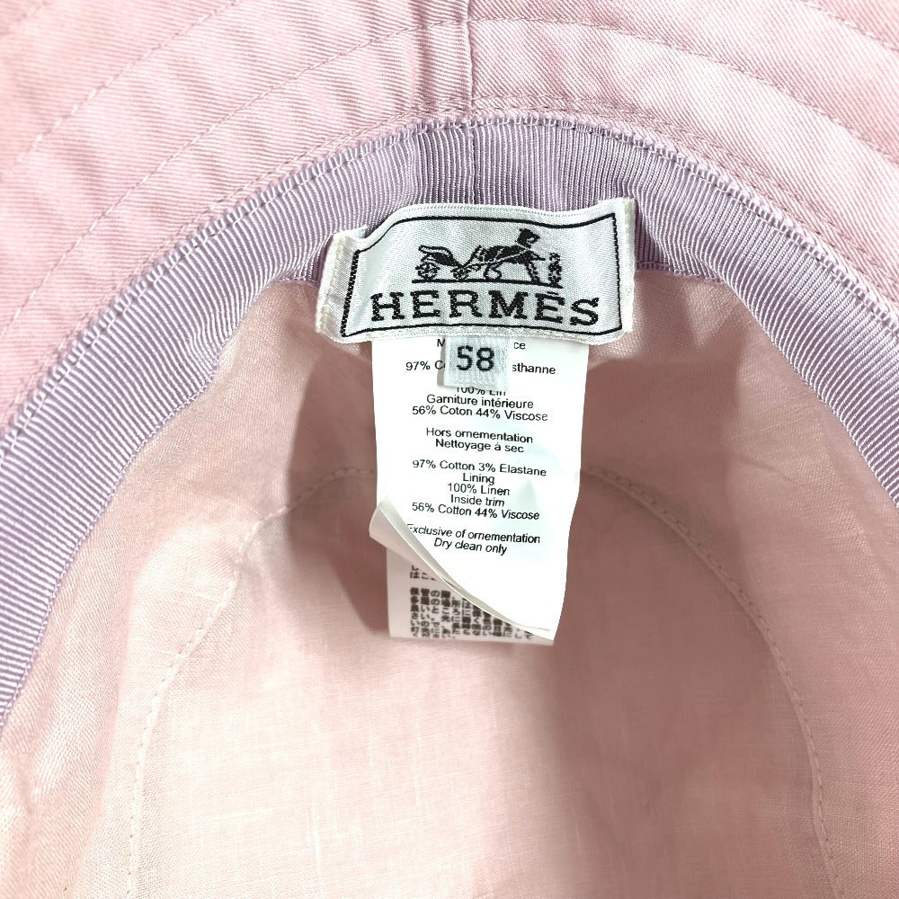HERMES H251009N H Logo Embroidered Hat Fred H Logo Hat Cap Bucket Hat Bob Hat Hat Cotton Unisex Guimauve Pink