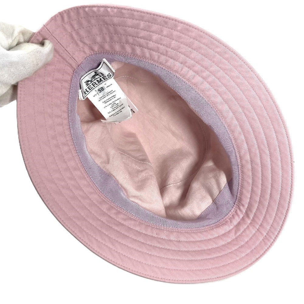 HERMES H251009N H Logo Embroidered Hat Fred H Logo Hat Cap Bucket Hat Bob Hat Hat Cotton Unisex Guimauve Pink