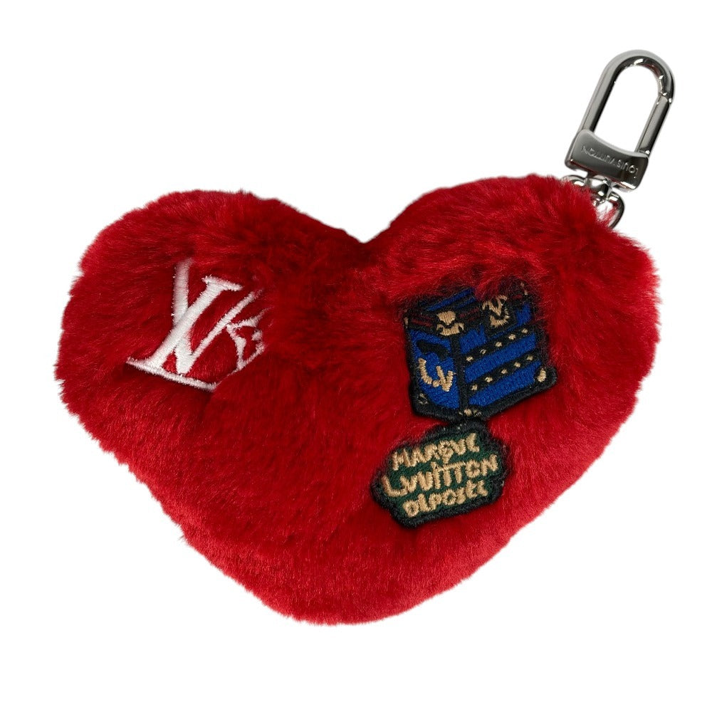 LOUIS VUITTON M03171 Bag Charm LV Lucky Heart Bag Charm Fur Key Holder Velvet Unisex Red