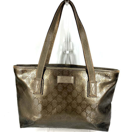 GUCCI 211138 GG Imprime Logo Shoulder Bag Tote Bag Shoulder Bag GG Imprime Unisex Metallic Brown