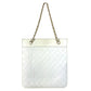 CHANEL Vintage CC Coco Mark Logo Flat Quilted Matelasse Bag Shoulder Bag W Chain Tote Bag Vertical Shoulder Bag Leather Unisex White