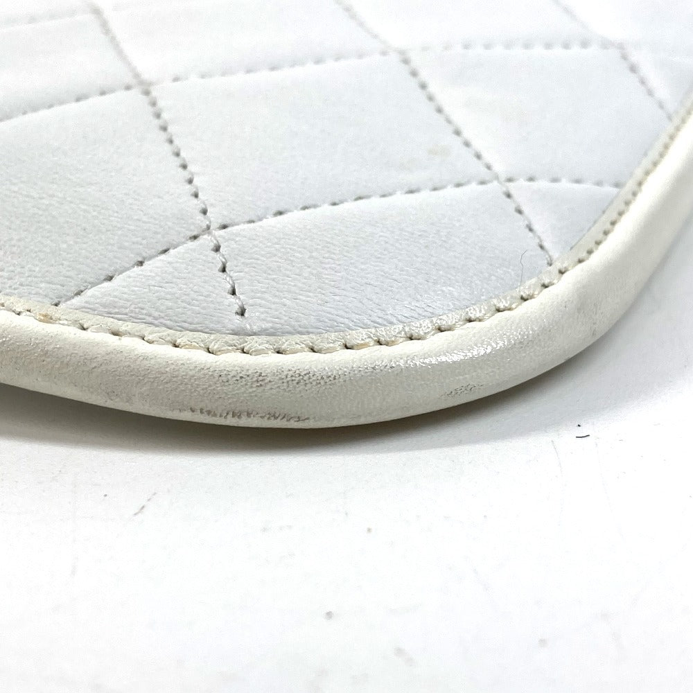 CHANEL Vintage CC Coco Mark Logo Flat Quilted Matelasse Bag Shoulder Bag W Chain Tote Bag Vertical Shoulder Bag Leather Unisex White
