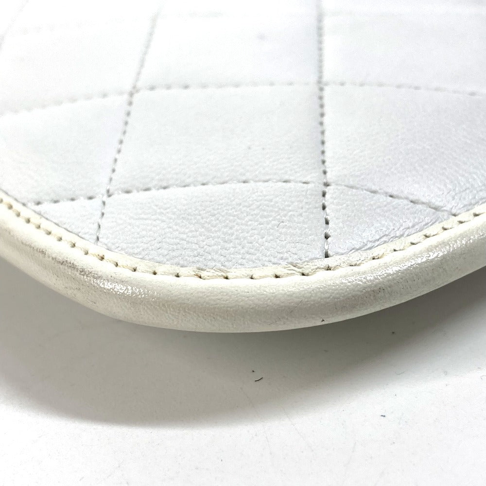CHANEL Vintage CC Coco Mark Logo Flat Quilted Matelasse Bag Shoulder Bag W Chain Tote Bag Vertical Shoulder Bag Leather Unisex White