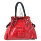 FENDI FF โลโก้ Etnico ปักฉลุ กระเป๋า สะพายข้าง Tote Shoulder Bag หนังแก้ว สีแดง Unise x