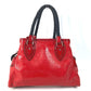 FENDI FF โลโก้ Etnico ปักฉลุ กระเป๋า สะพายข้าง Tote Shoulder Bag หนังแก้ว สีแดง Unise x