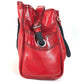 FENDI FF โลโก้ Etnico ปักฉลุ กระเป๋า สะพายข้าง Tote Shoulder Bag หนังแก้ว สีแดง Unise x