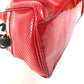 FENDI FF โลโก้ Etnico ปักฉลุ กระเป๋า สะพายข้าง Tote Shoulder Bag หนังแก้ว สีแดง Unise x