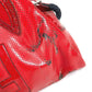 FENDI FF โลโก้ Etnico ปักฉลุ กระเป๋า สะพายข้าง Tote Shoulder Bag หนังแก้ว สีแดง Unise x
