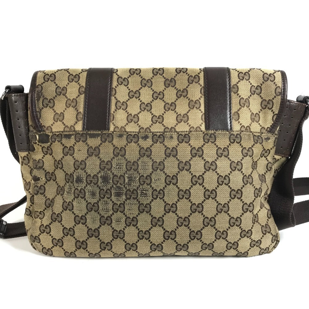 GUCCI 145859 GG โลโก้ กระเป๋าสะพายข้าง กระเป๋าสะพายข้าง Messenger Bag GG Canvas/หนัง Unisex สีเบจ