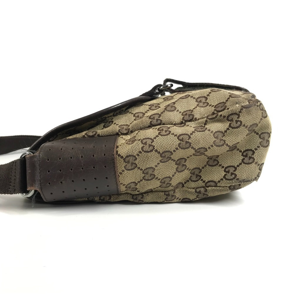 GUCCI 145859 GG โลโก้ กระเป๋าสะพายข้าง กระเป๋าสะพายข้าง Messenger Bag GG Canvas/หนัง Unisex สีเบจ