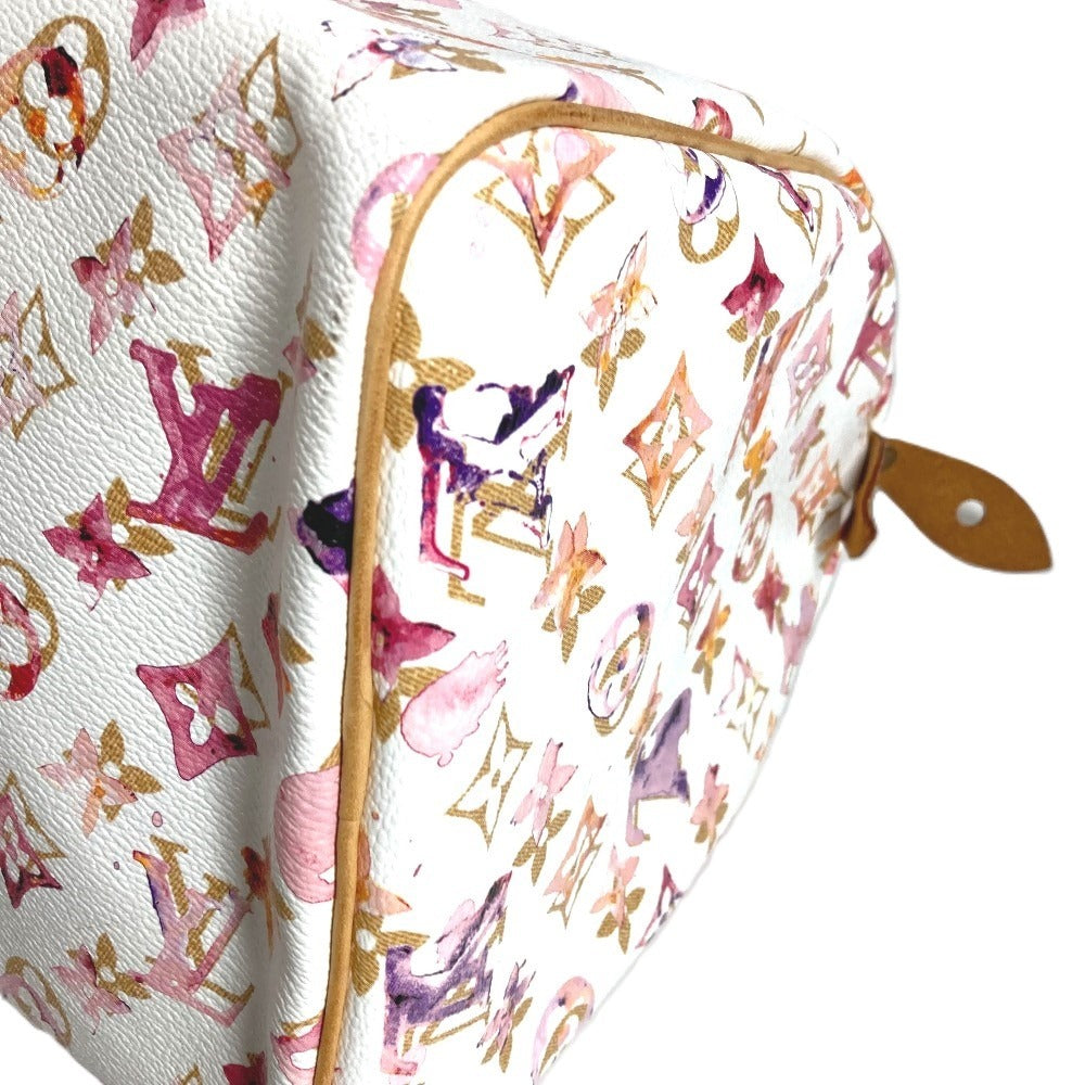 LOUIS VUITTON M95751 Monogram Watercolor Speedy 30 กระเป๋า Speedy 30 ทรง Speedy Boston ใบเล็ก กระเป๋าถือสำหรับผู้หญิง สีขาว
