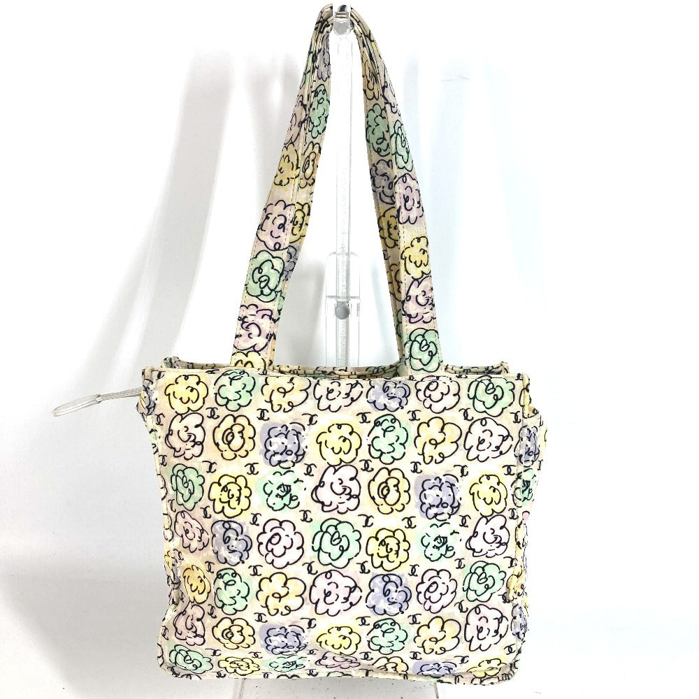 CHANEL ヴィンテージ フラワー柄 ロゴ CC ココマーク 花柄 カバン 肩掛け トートバッグ ハンドバッグ ショルダーバッグ キャンバス ユニセックス マルチカラー