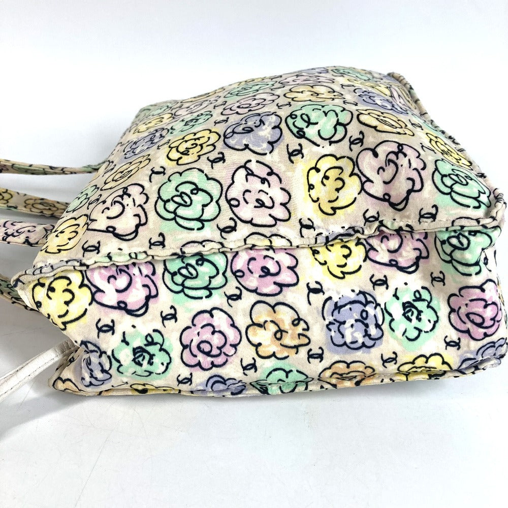 CHANEL ヴィンテージ フラワー柄 ロゴ CC ココマーク 花柄 カバン 肩掛け トートバッグ ハンドバッグ ショルダーバッグ キャンバス ユニセックス マルチカラー