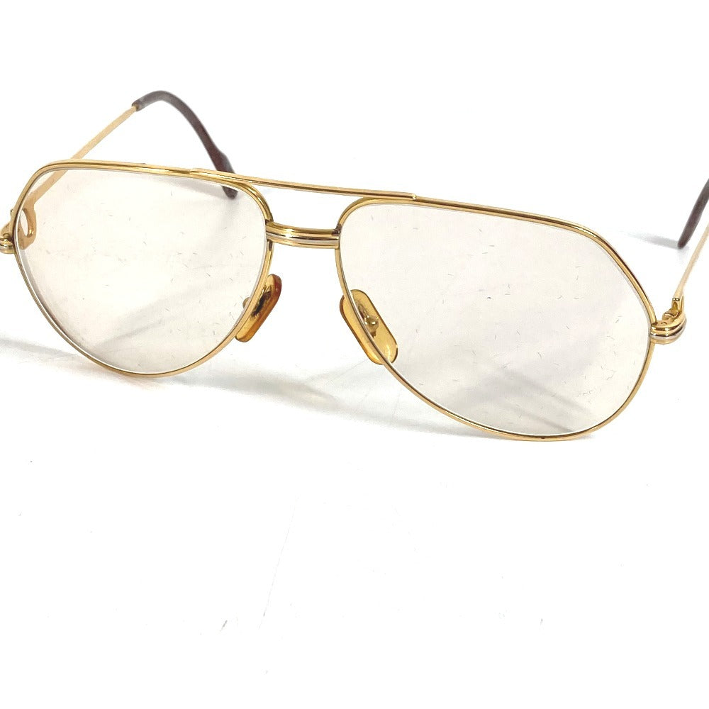 CARTIER ヴィンテージ トリニティ ロゴ めがね メガネ アイウェア 眼鏡 眼鏡 メタル ユニセックス ゴールド