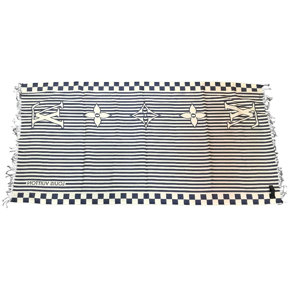 LOUIS VUITTON M78404 ผ้าห่มชายหาดลายทาง LV ลายกราฟิก มีพู่ ผ้าห่ม ผ้าคลุมตกแต่งบ้าน ผ้าห่มผ้าฝ้าย ใช้ได้ทั้งชายและหญิง สีน้ำเงิน