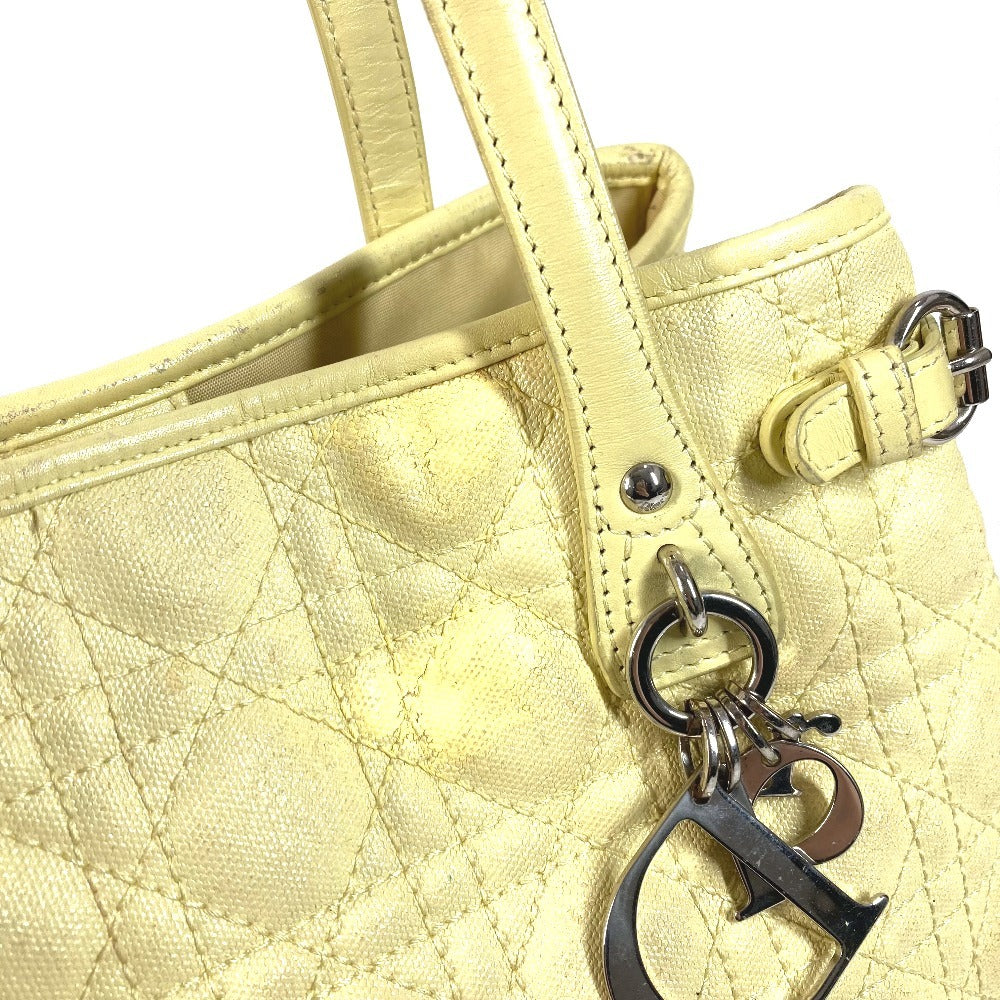 Dior Cannage Quilting Logo Bag, Shoulder Bag, Tote Bag, Shoulder Bag, Leather/Coated Canvas, Unisex, Yellow