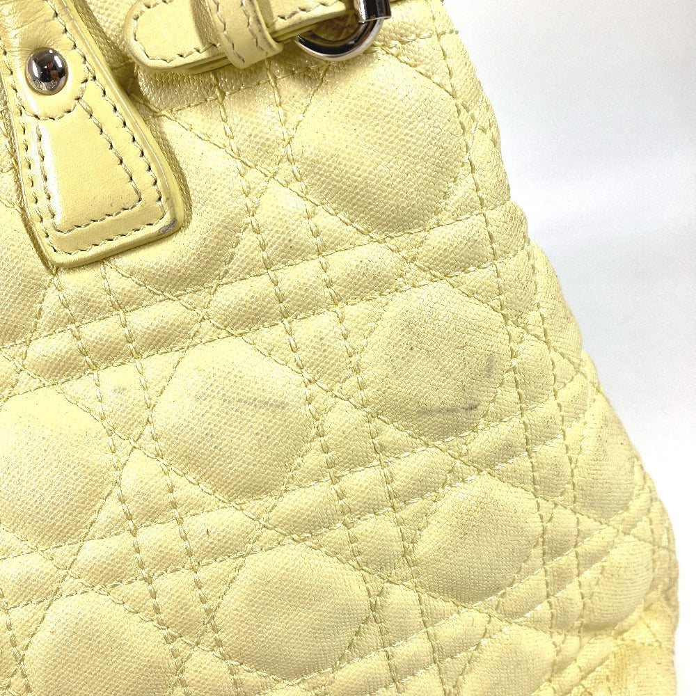 Dior Cannage Quilting Logo Bag, Shoulder Bag, Tote Bag, Shoulder Bag, Leather/Coated Canvas, Unisex, Yellow
