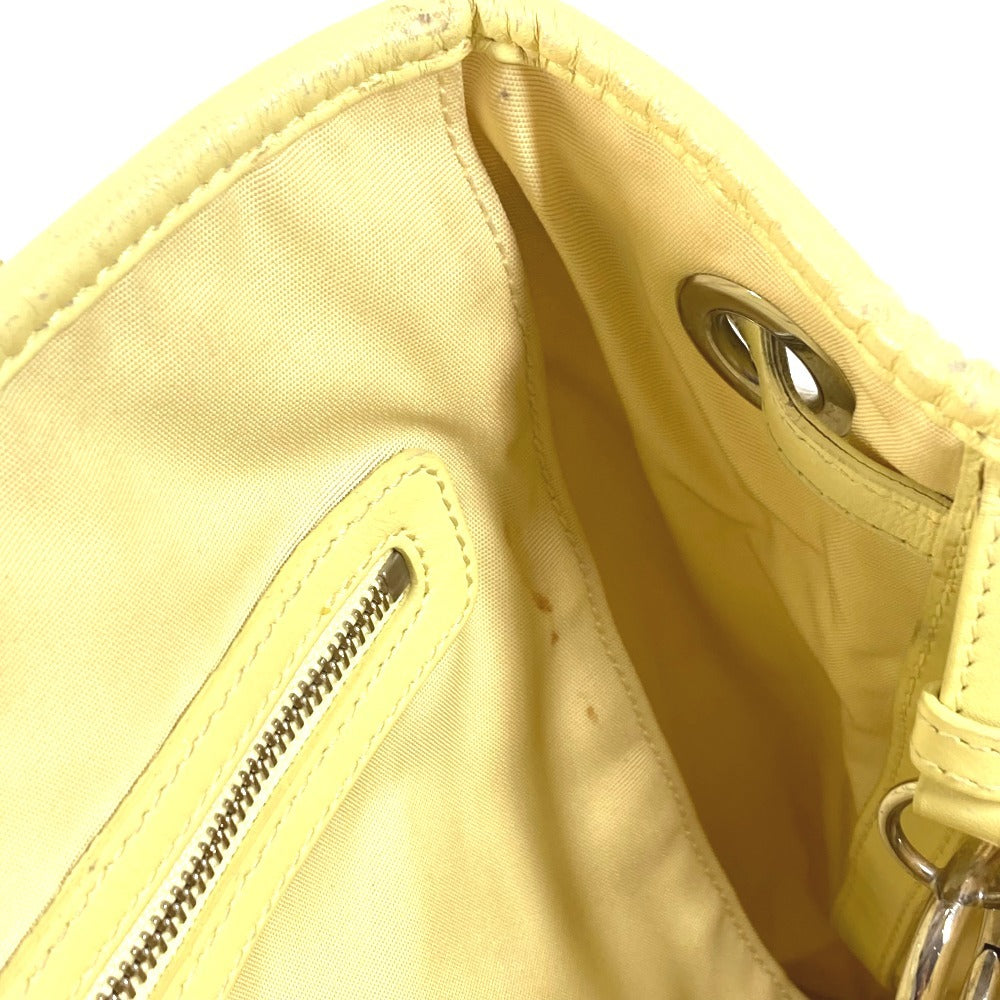 Dior Cannage Quilting Logo Bag, Shoulder Bag, Tote Bag, Shoulder Bag, Leather/Coated Canvas, Unisex, Yellow