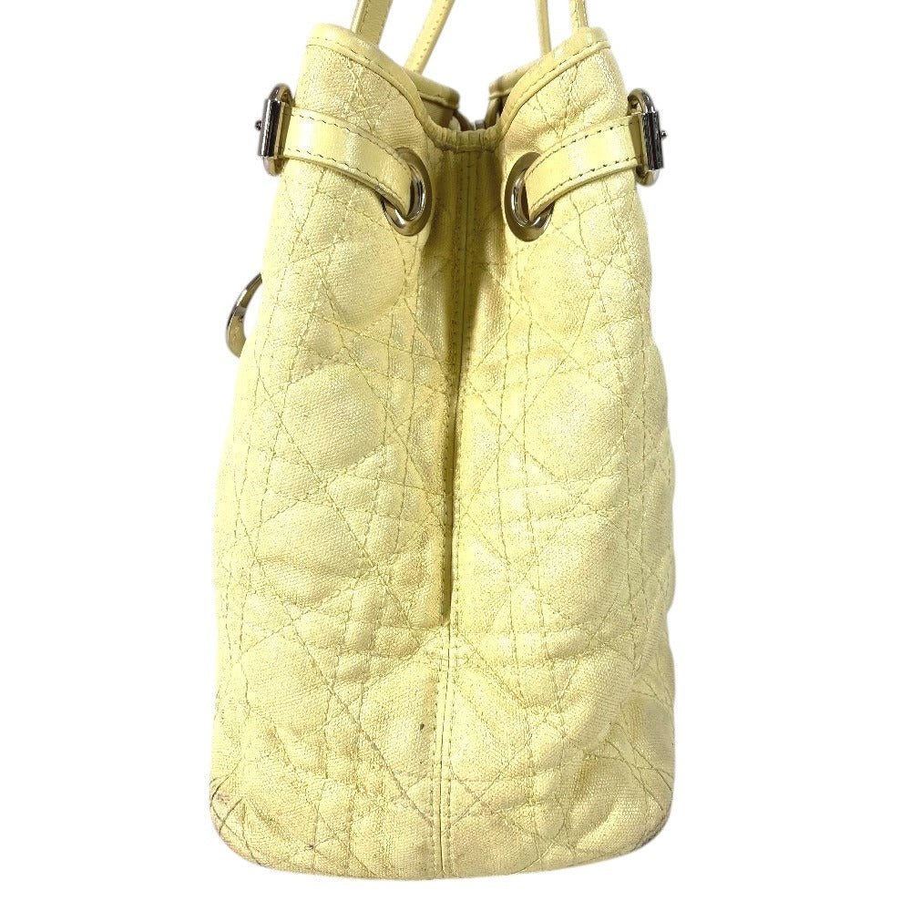 Dior Cannage Quilting Logo Bag, Shoulder Bag, Tote Bag, Shoulder Bag, Leather/Coated Canvas, Unisex, Yellow