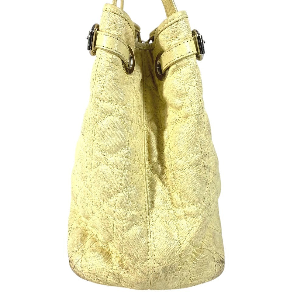 Dior Cannage Quilting Logo Bag, Shoulder Bag, Tote Bag, Shoulder Bag, Leather/Coated Canvas, Unisex, Yellow