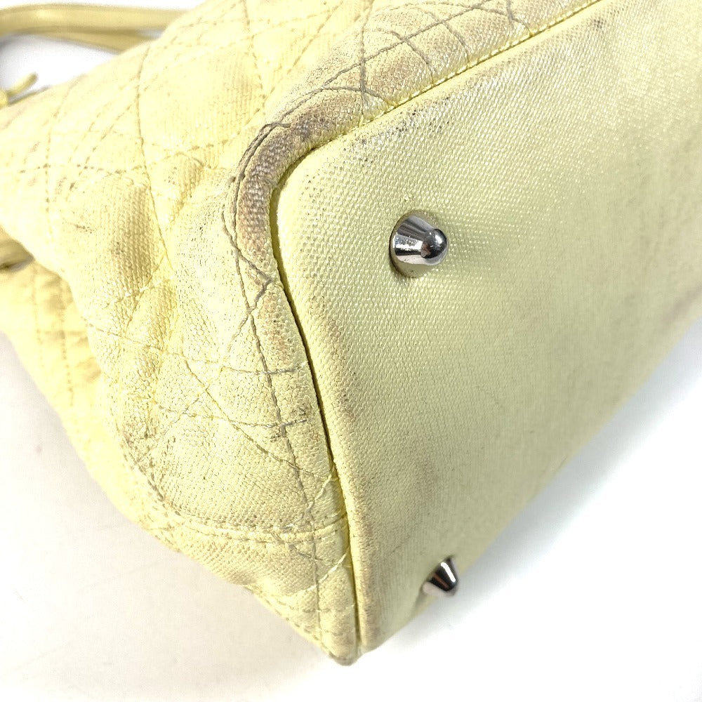 Dior Cannage Quilting Logo Bag, Shoulder Bag, Tote Bag, Shoulder Bag, Leather/Coated Canvas, Unisex, Yellow