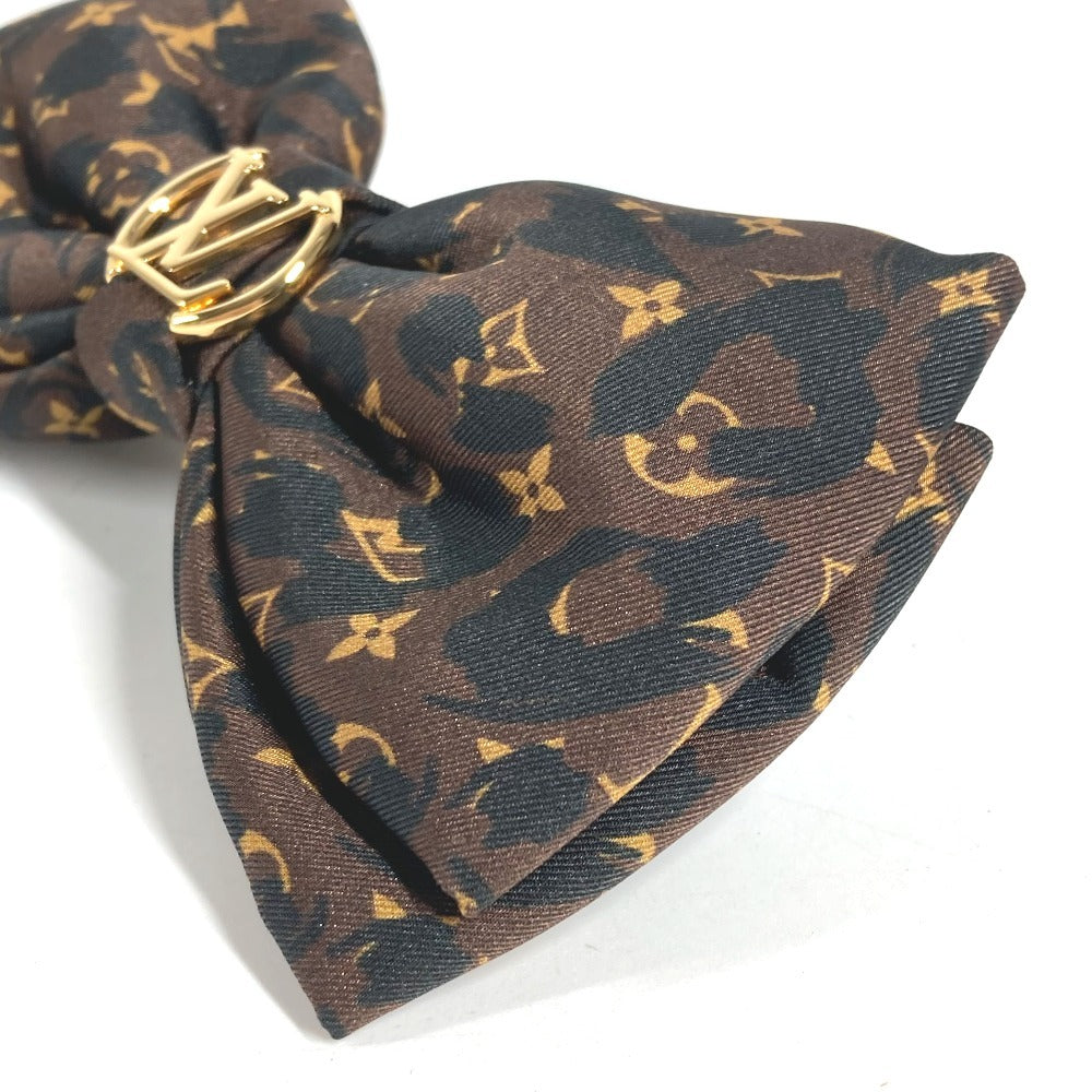 LOUIS VUITTON M03607 Leopard leopard leopard LV Safari Ribbon Hair Clip Hair accessories, hair clips, pins Valletta silk Brown/Black Used