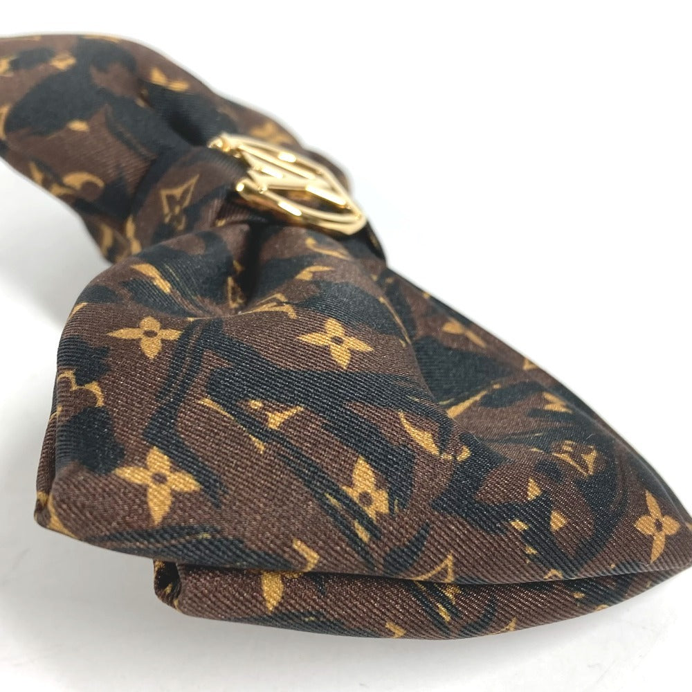 LOUIS VUITTON M03607 Leopard leopard leopard LV Safari Ribbon Hair Clip Hair accessories, hair clips, pins Valletta silk Brown/Black Used