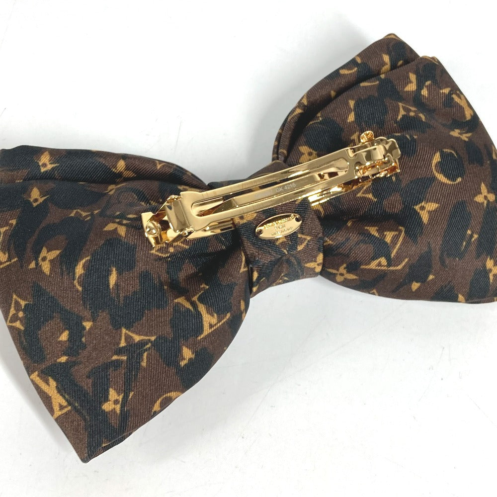 LOUIS VUITTON M03607 Leopard leopard leopard LV Safari Ribbon Hair Clip Hair accessories, hair clips, pins Valletta silk Brown/Black Used