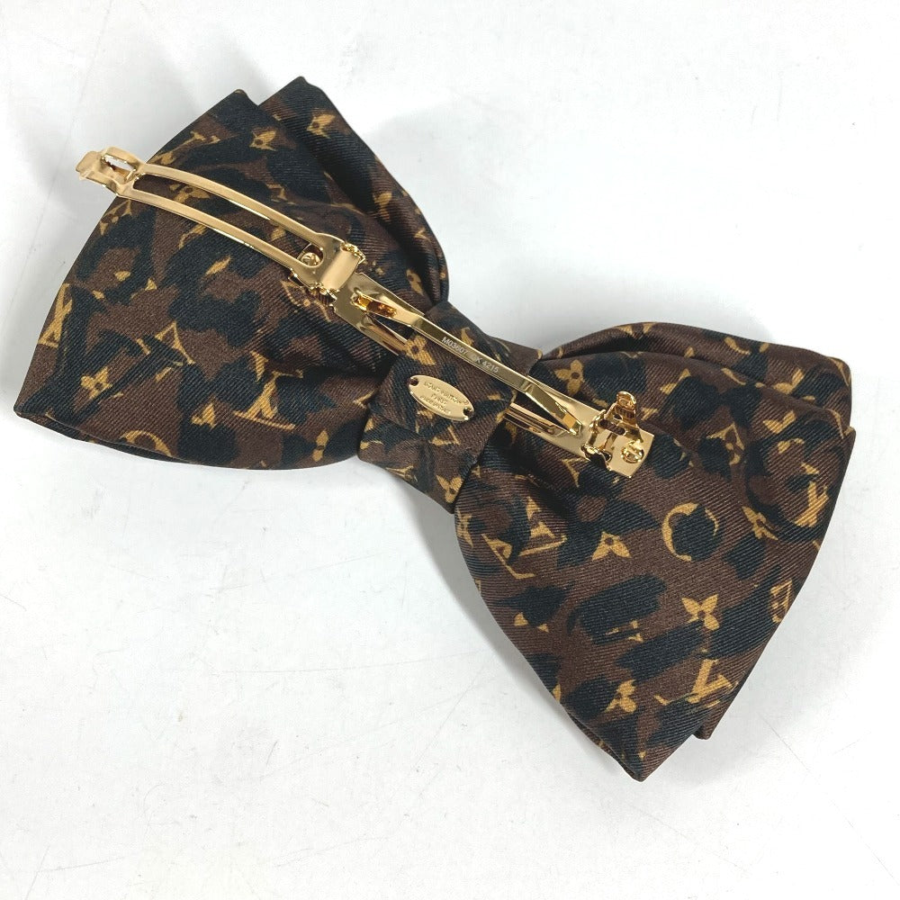 LOUIS VUITTON M03607 Leopard leopard leopard LV Safari Ribbon Hair Clip Hair accessories, hair clips, pins Valletta silk Brown/Black Used