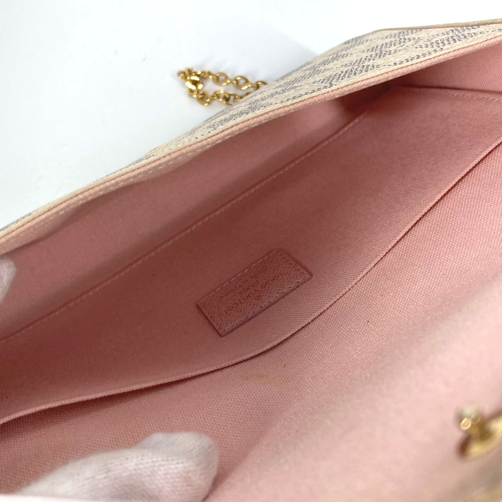 LOUIS VUITTON N63106 Damier Azur Pochette Felicie, card case, coin case, wallet, chain bag, long wallet, Damier Azur canvas, women's, Rose Ballerine, pink