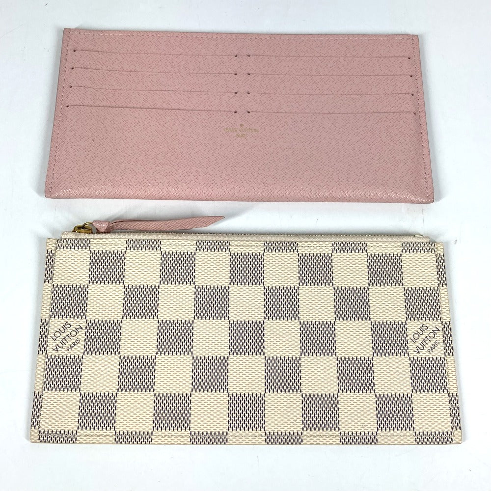 LOUIS VUITTON N63106 Damier Azur Pochette Felicie, card case, coin case, wallet, chain bag, long wallet, Damier Azur canvas, women's, Rose Ballerine, pink