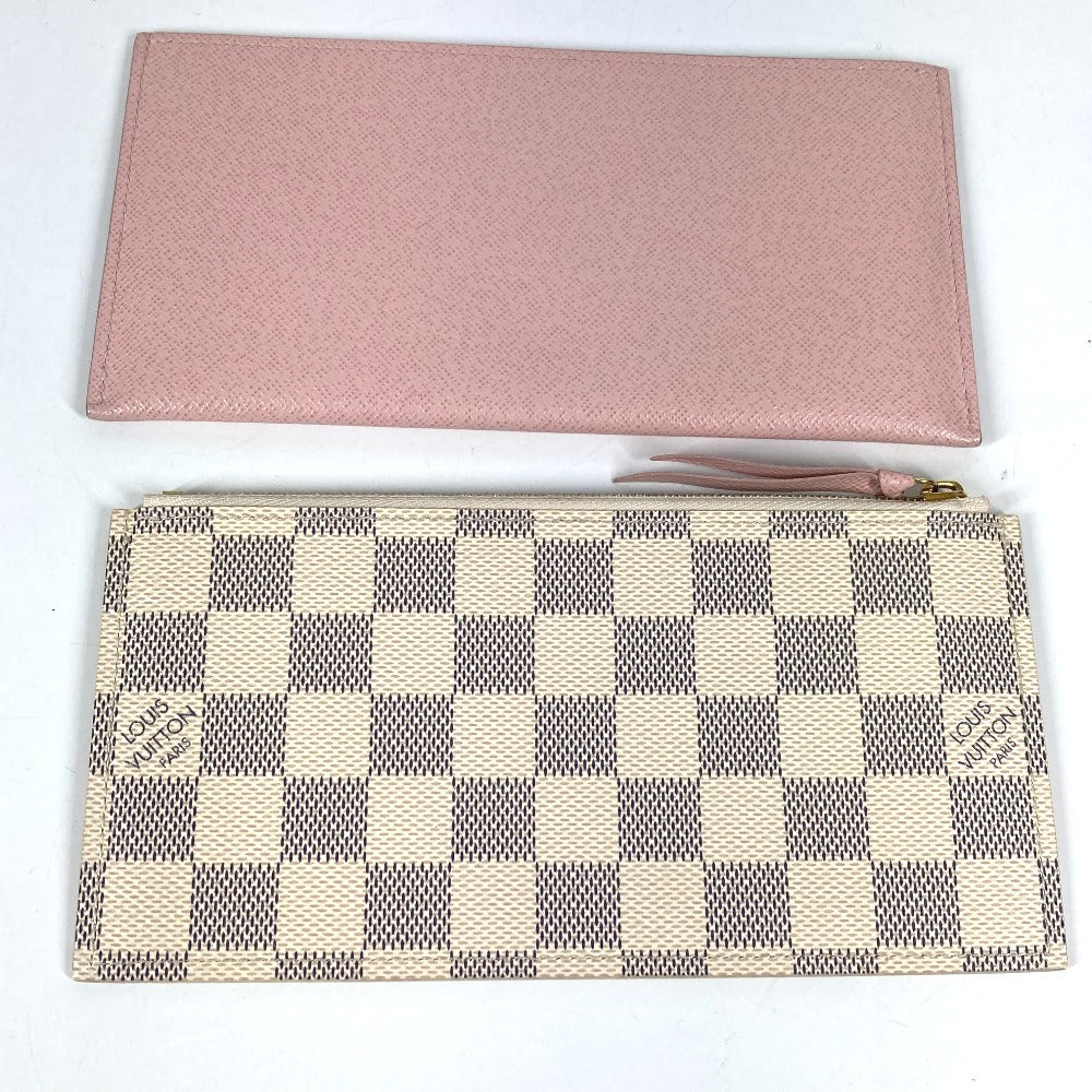 LOUIS VUITTON N63106 Damier Azur Pochette Felicie, card case, coin case, wallet, chain bag, long wallet, Damier Azur canvas, women's, Rose Ballerine, pink