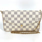 LOUIS VUITTON N63106 Damier Azur Pochette Felicie, card case, coin case, wallet, chain bag, long wallet, Damier Azur canvas, women's, Rose Ballerine, pink