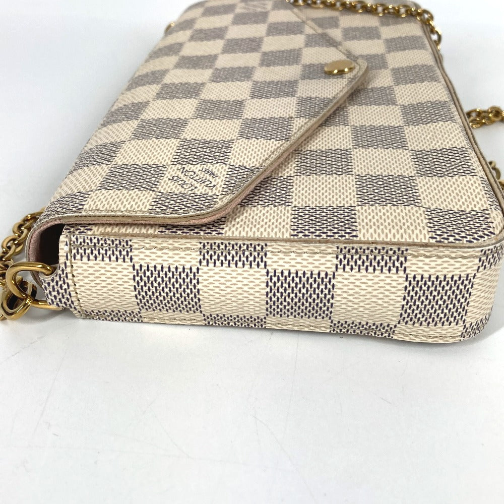 LOUIS VUITTON N63106 Damier Azur Pochette Felicie, card case, coin case, wallet, chain bag, long wallet, Damier Azur canvas, women's, Rose Ballerine, pink