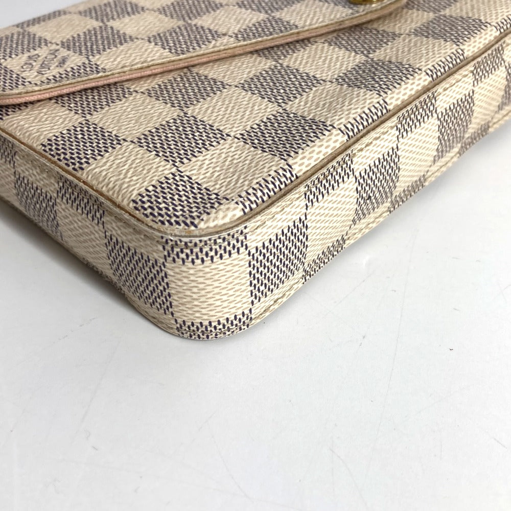 LOUIS VUITTON N63106 Damier Azur Pochette Felicie, card case, coin case, wallet, chain bag, long wallet, Damier Azur canvas, women's, Rose Ballerine, pink