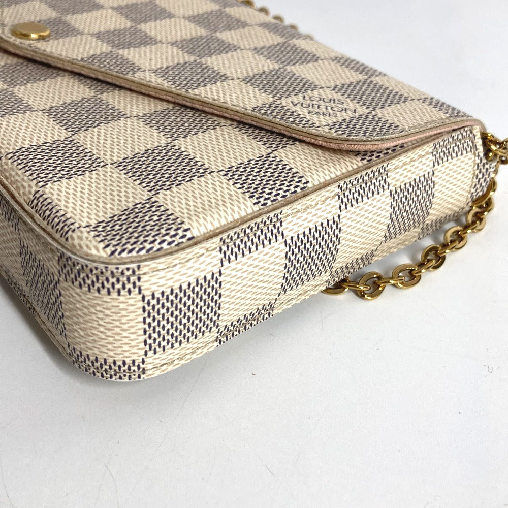 LOUIS VUITTON N63106 Damier Azur Pochette Felicie, card case, coin case, wallet, chain bag, long wallet, Damier Azur canvas, women's, Rose Ballerine, pink