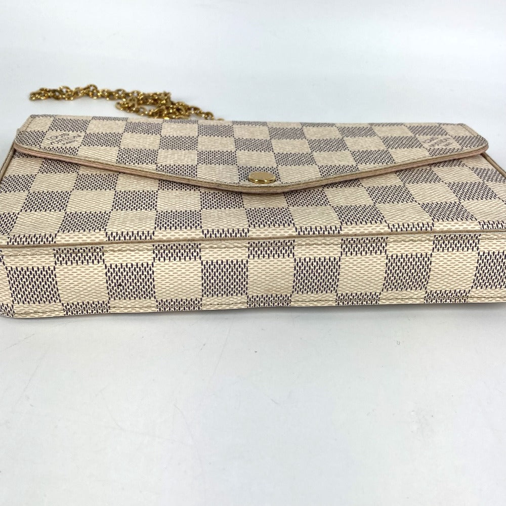 LOUIS VUITTON N63106 Damier Azur Pochette Felicie, card case, coin case, wallet, chain bag, long wallet, Damier Azur canvas, women's, Rose Ballerine, pink