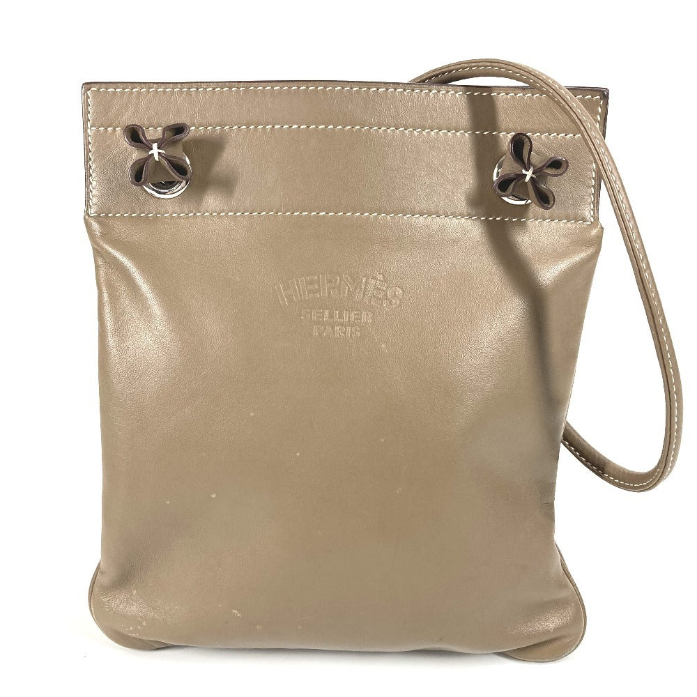 HERMES Sac Aline Mini Pochette, Crossbody Shoulder Bag, Unisex Leather, Etoupe Gray