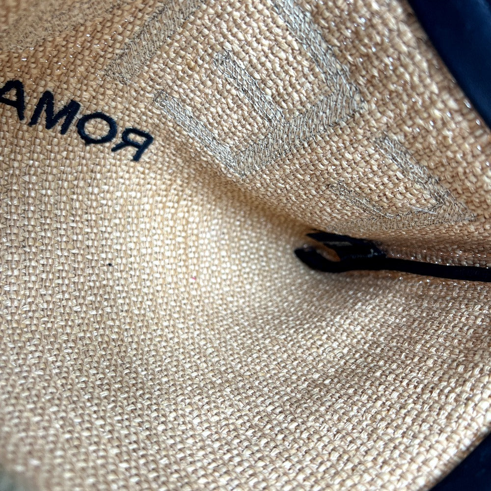 FENDI 8N0149 Straw Logo Bag Pouch Clutch Bag Raffia Unisex Beige