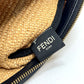 FENDI 8N0149 Straw Logo Bag Pouch Clutch Bag Raffia Unisex Beige